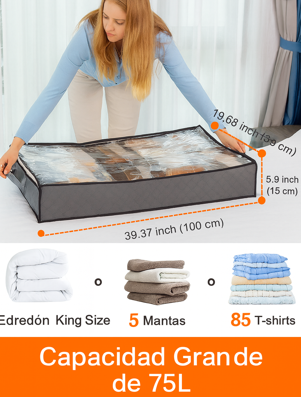 3 Bolsas de Almacenamiento Plegable Debajo Cama